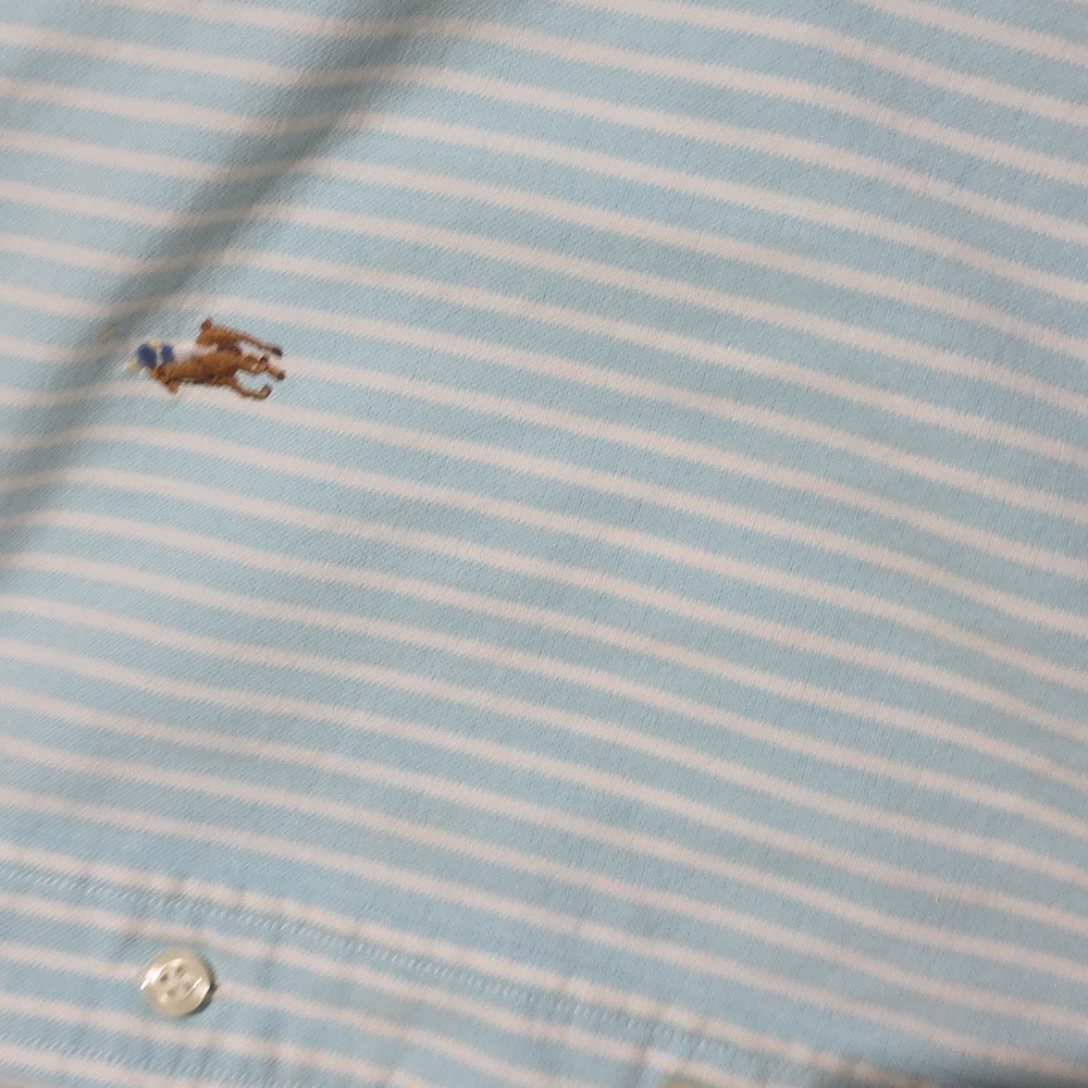 Ralph Lauren Pale Blue and White Striped Men's Button-Down Shirt - Picture 3 of 7